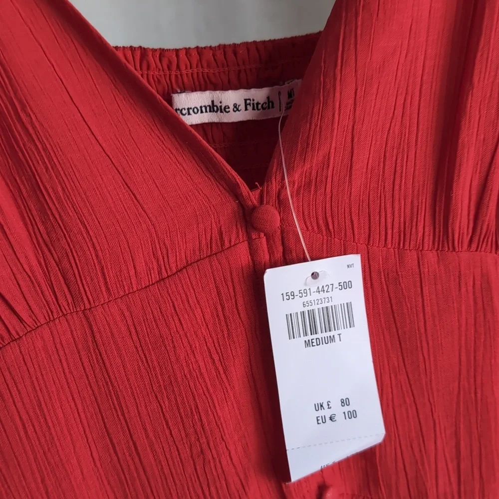 Abercrombie & Fitch Crinkle Textured Button Through Maxi Dress NWT Size MT